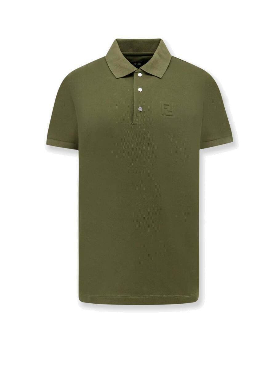 Tシャツ・カットソー FENDI Army Green Wool Polo Shirt Fendi Polo Shirt Black Mens Fendi