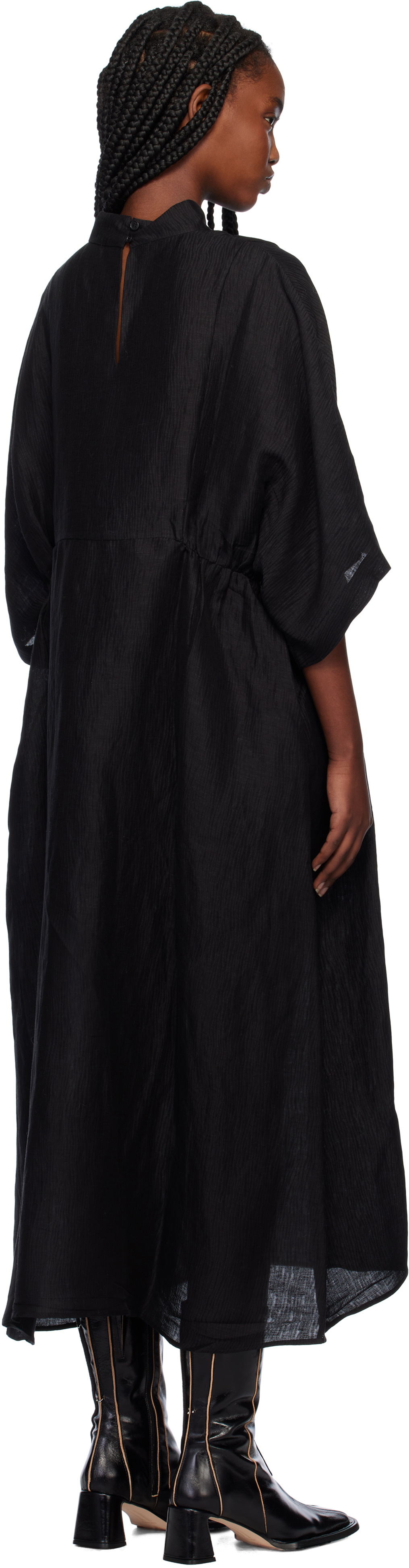 Henrik Vibskov Black Linen Blend Very Turtle Midi Dress