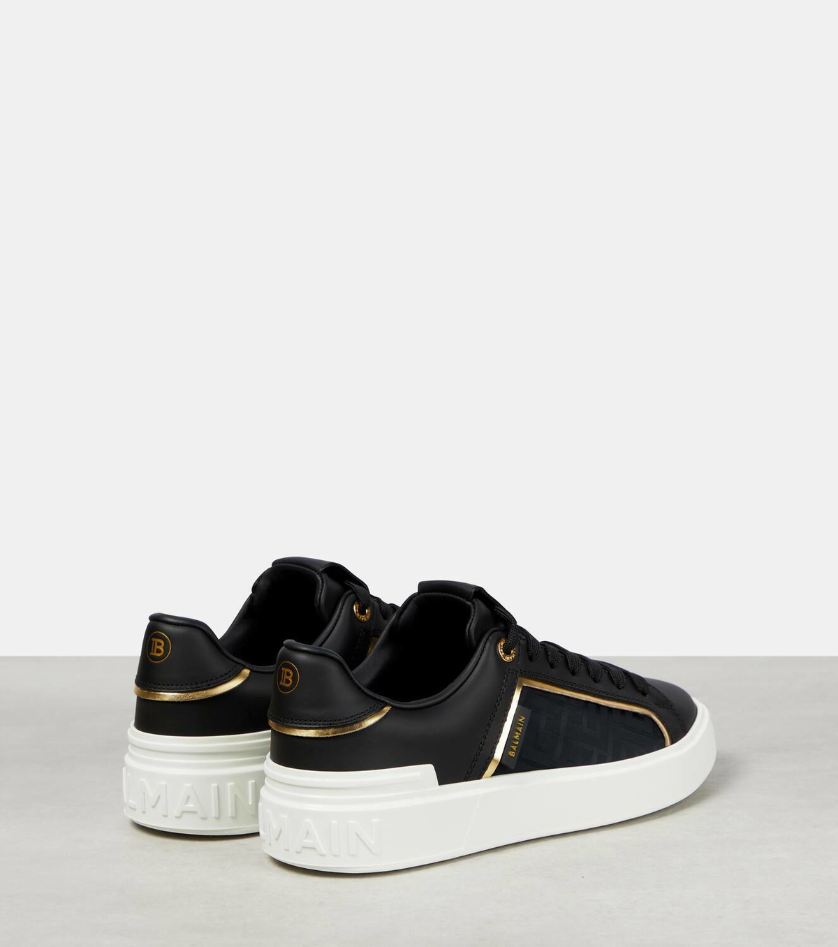 【関税＆送料込み】Balmain B-Court Leather Sneakers B-Court printed leather sneakers black black - Men | BALMAIN