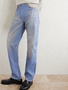 424 - Moto Straight-Leg Leather Trousers - Blue