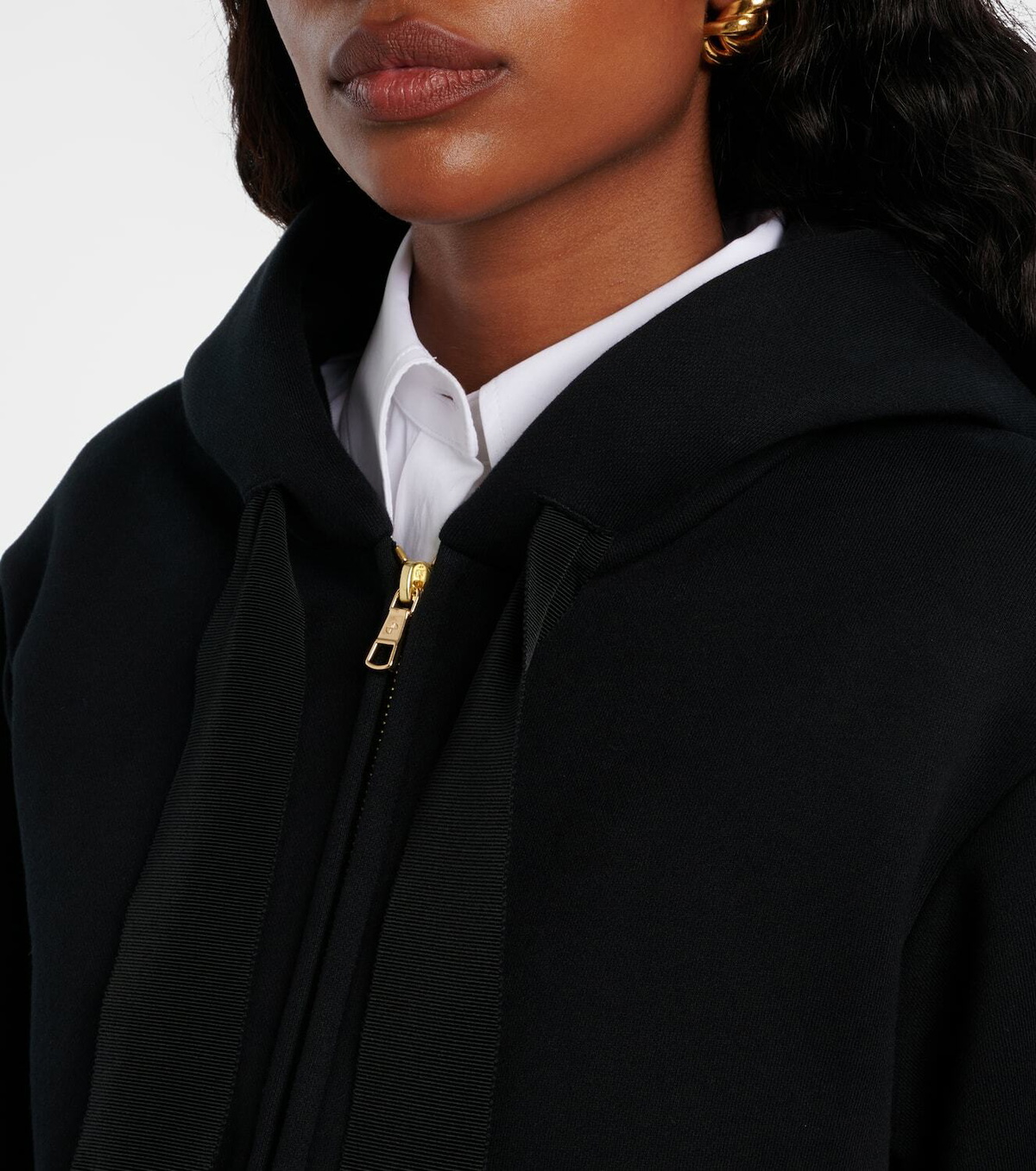 Patou Faille-trimmed cotton jersey zip-up hoodie