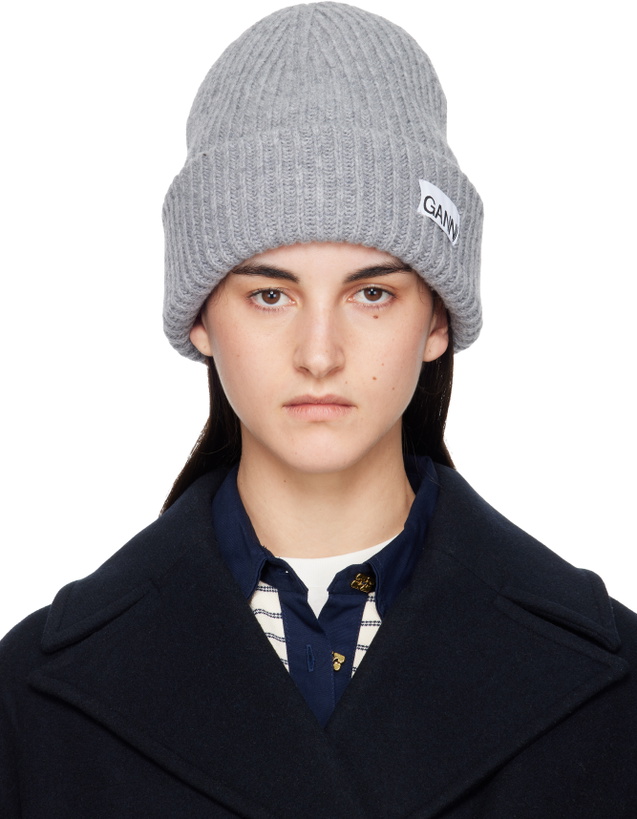 GANNI Purple Recycled Rib Knit Beanie GANNI display picture 1