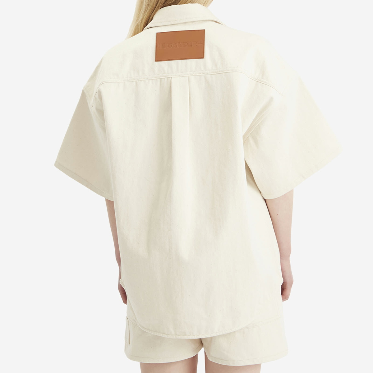 Jil Sander+ Women's Oversized Denim Short Sleeve Shirt in Natural