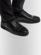 Christian Louboutin - Louis Junior Spikes Cap-Toe Leather Sneakers - Black