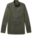 TOM FORD - Slim-Fit Button-Down Collar Washed-Cotton Shirt - Green