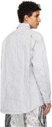 Hed Mayner White & Navy Pinstripe Shirt