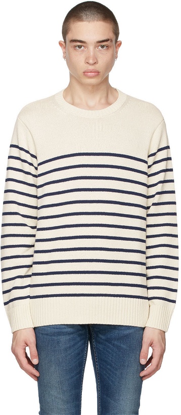 Photo: Nudie Jeans Off-White & Navy Striped Hampus Sweater