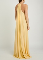 Delos Luna Draped Silk-georgette Maxi Dress Gold