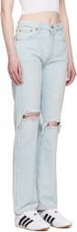 Re/Done Blue High Rise Loose Jeans