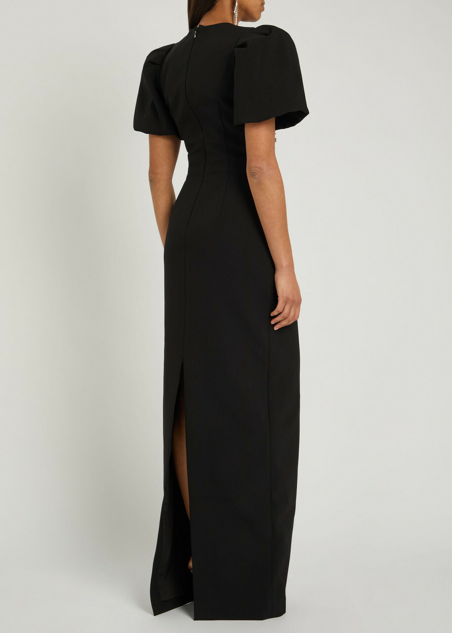 Rebecca Vallance Zephyr Embellished Crepe Gown Black