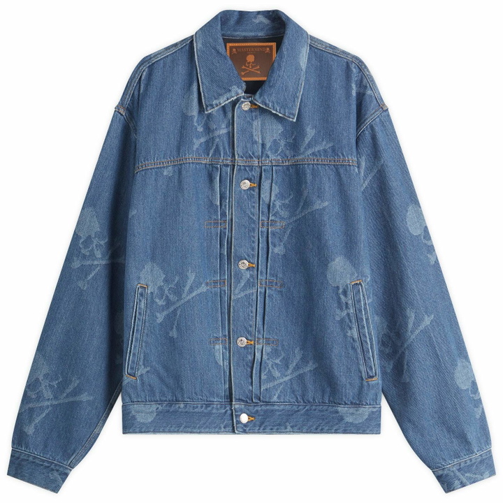 Photo: MASTERMIND WORLD Men's Monogram Denim Jacket in Blue