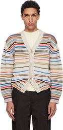 Paul Smith Beige 'Signature Stripe' Cotton-Blend Cardigan