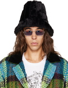 Anna Sui SSENSE Exclusive Black Faux-Fur Bucket Hat