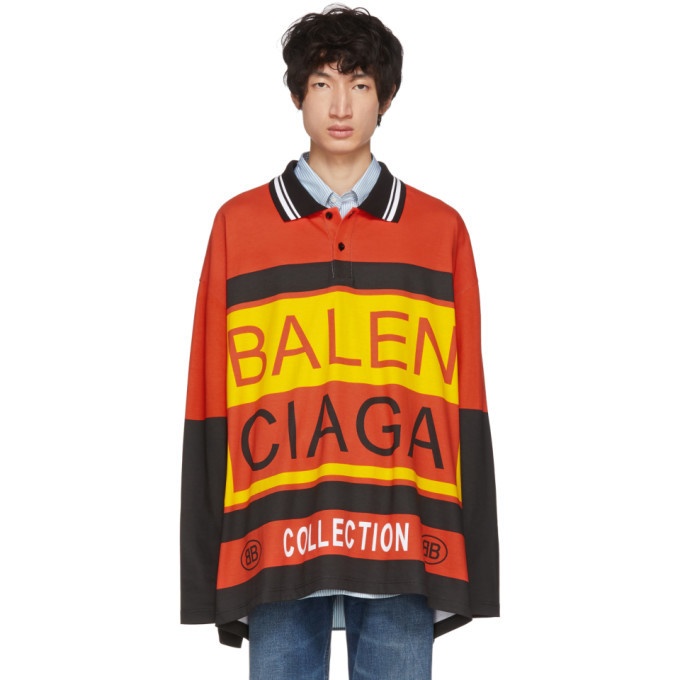 Photo: Balenciaga Multicolor Logo Oversized Polo