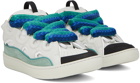 Lanvin White & Blue Curb Sneakers