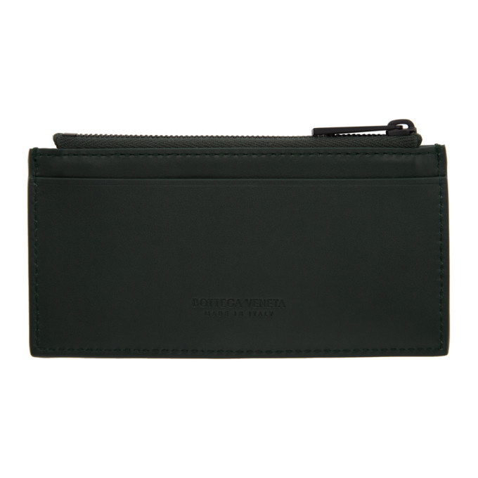 Photo: Bottega Veneta Green Intrecciato Zipper Card Holder