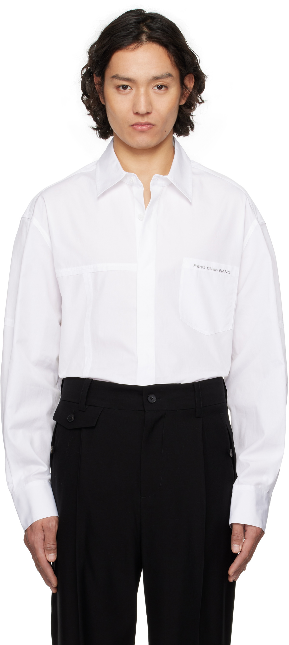 Feng Chen Wang White Paneled Shirt