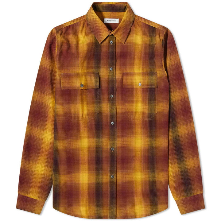 Photo: Wood Wood Men's Avenir Gradient Check Overshirt in Brown Check