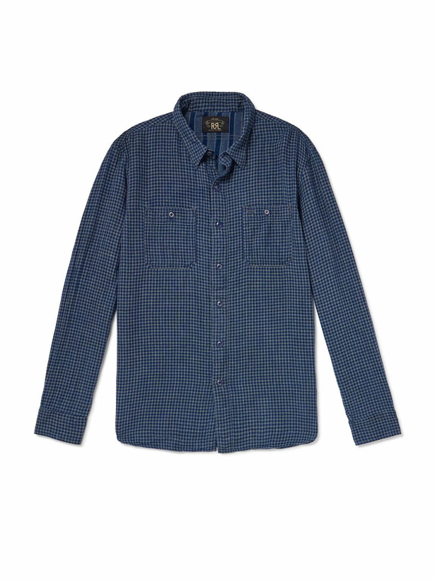 Photo: RRL - Harvest Checked Cotton Shirt - Blue