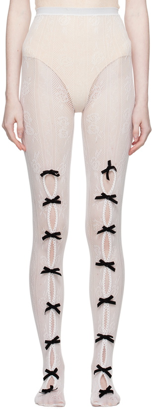 Photo: Nodress White Bowknot Fishnet Tights