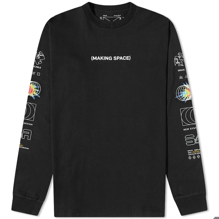 Photo: Space Available Men's Long Sleeve Making Space Effect T-Shirt in Black