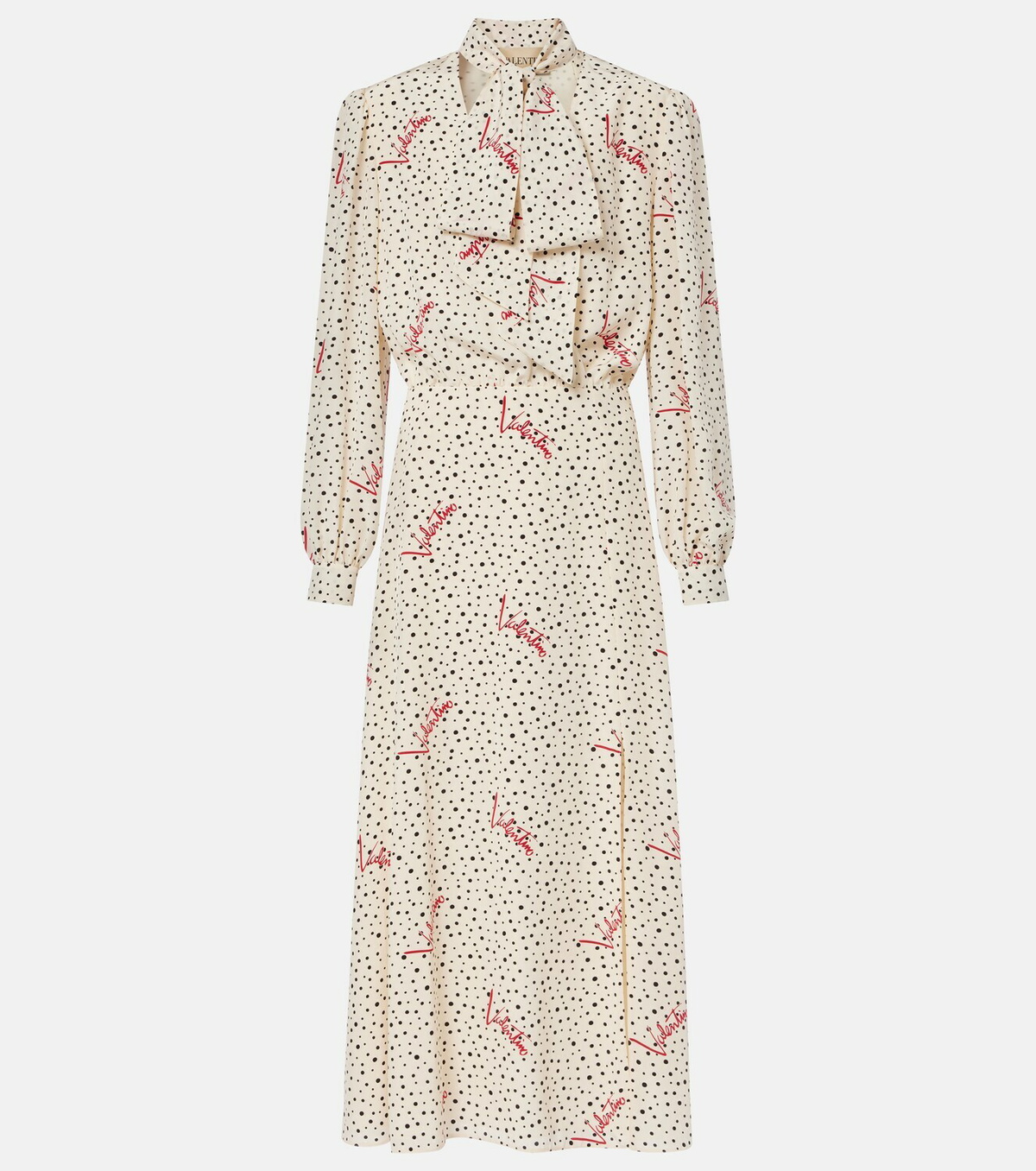 Valentino Polka-dot silk crêpe de chine midi dress