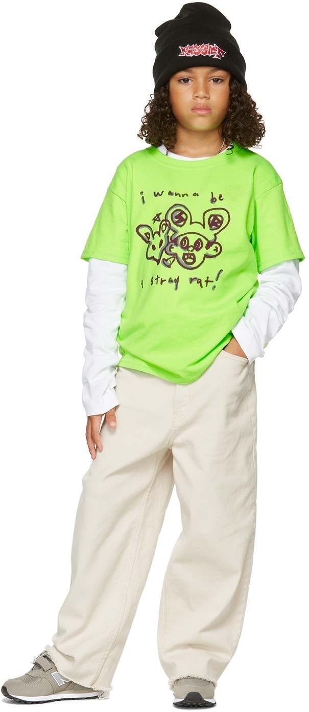 Stray Rats SSENSE Exclusive Kids Green Cotton 'I Wanna Be' T-Shirt