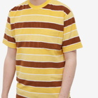 Beams Plus Men's Stripe Pile Pocket T-Shirt in Yellow