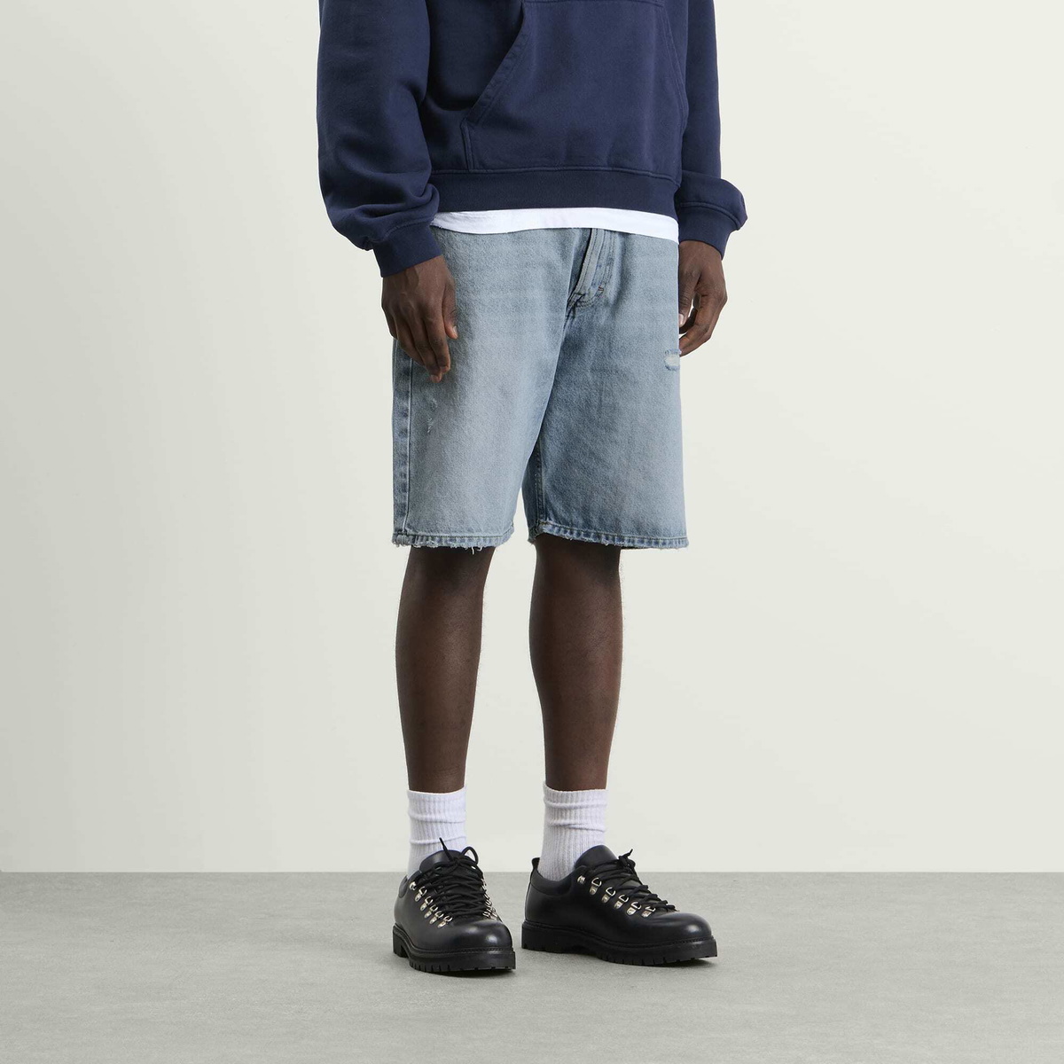 Picante Men's Distressed Denim Short in Thrashed Blue