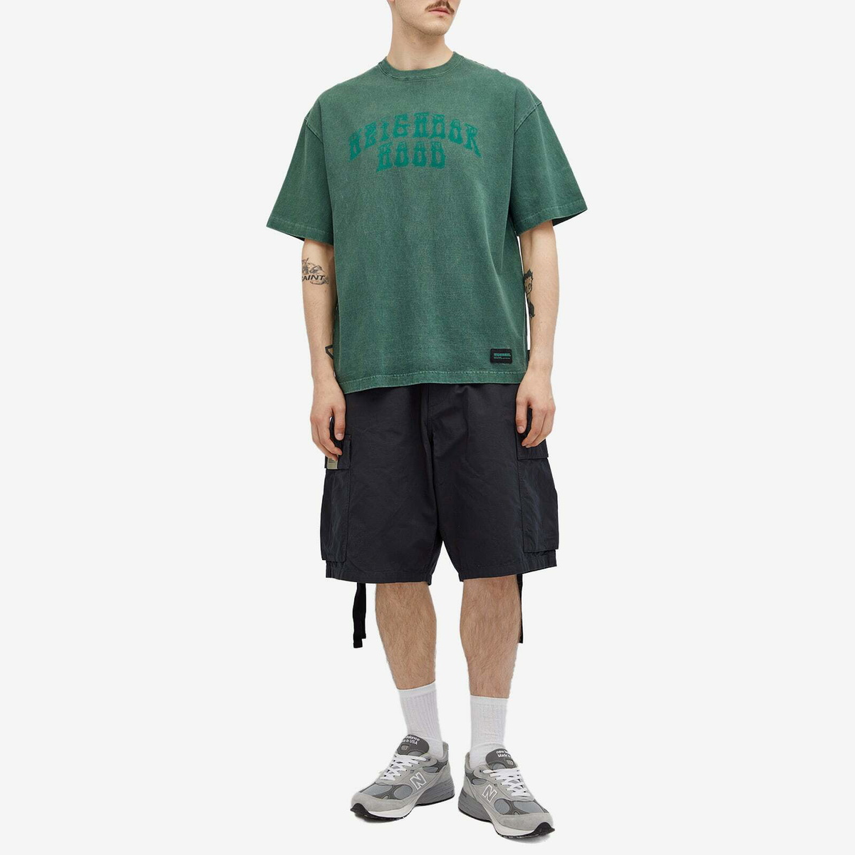 Neighborhood Men's Pigment Dyed Crew Neck T-Shirt in Green