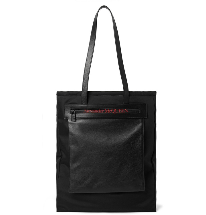 Photo: Alexander McQueen - City Leather-Trimmed Logo-Print Shell Tote Bag - Black