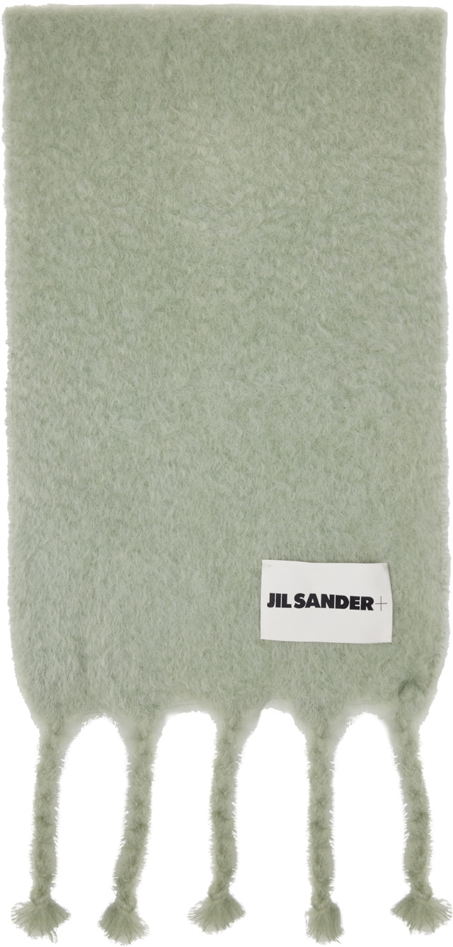 Jil Sander Green Plain Scarf