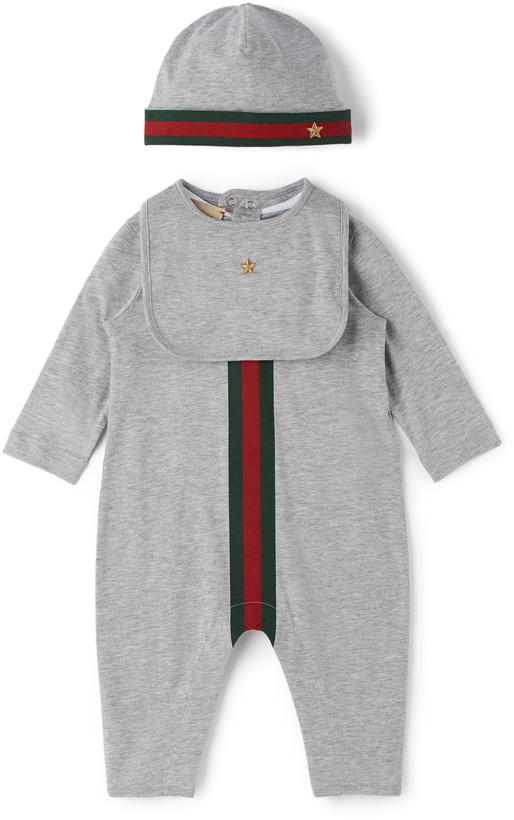 Photo: Gucci Baby Grey Cotton Bodysuit Set