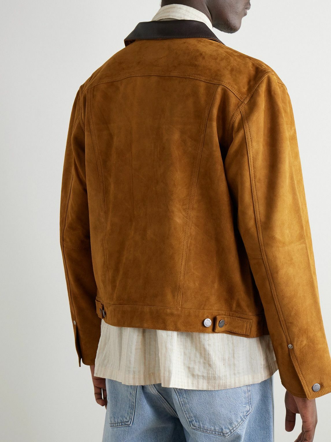 Nudie Jeans - Danny Leather-Trimmed Suede Trucker Jacket - Brown