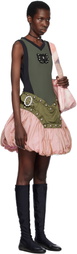 Chopova Lowena Green & Pink Backtuck Minidress