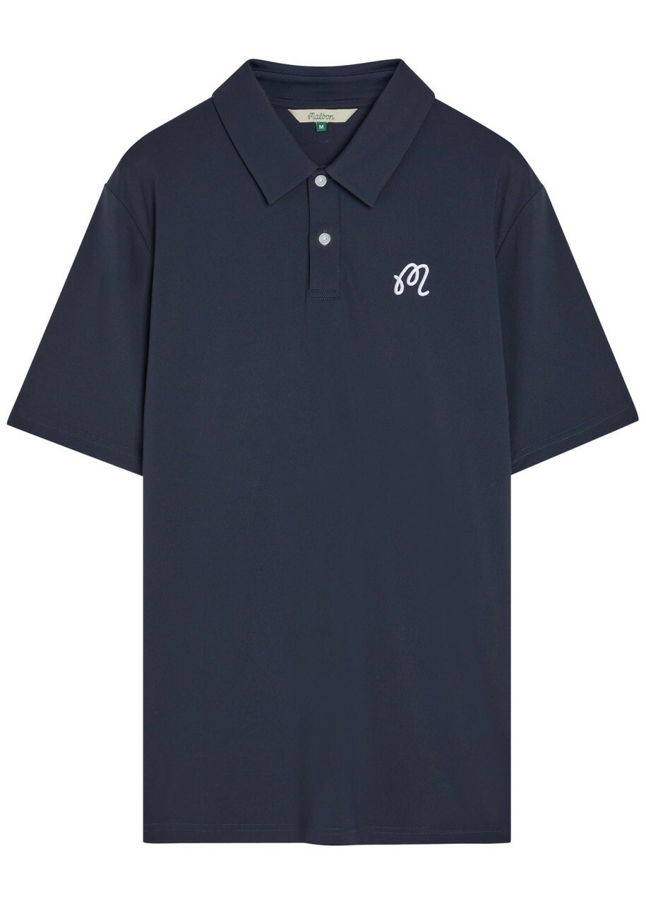 Malbon Fairway Logo-embroidered Piqué Jersey Polo Shirt Navy