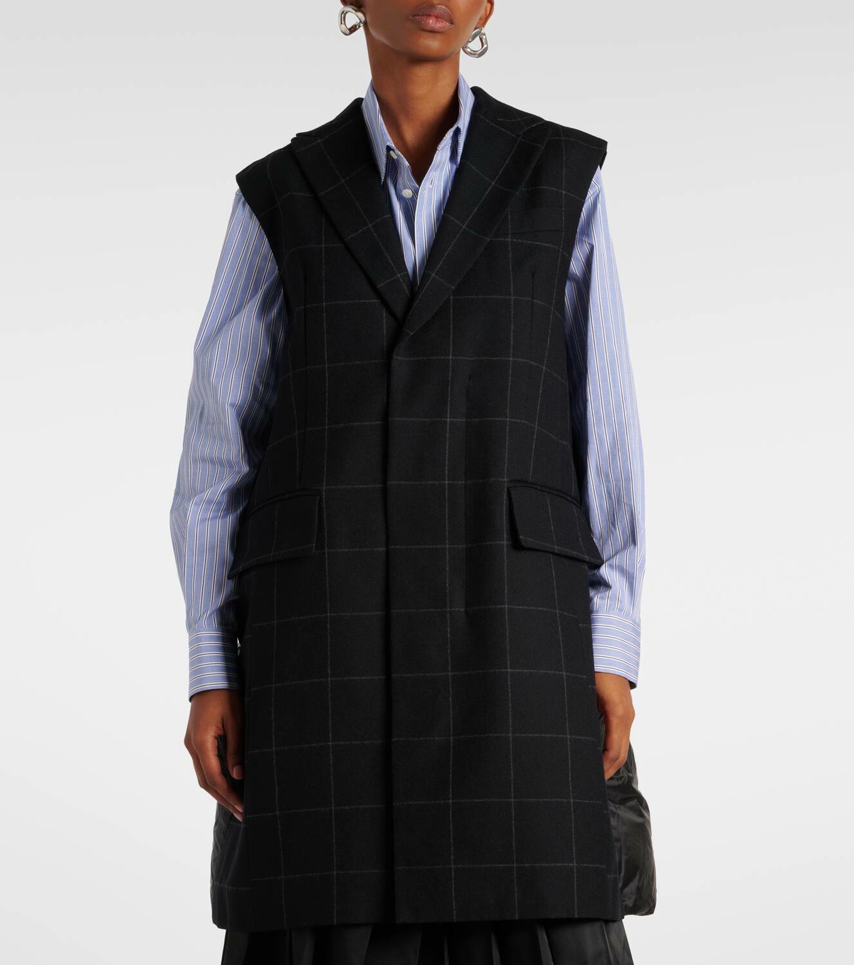 Sacai Checked down-paneled wool vest Sacai