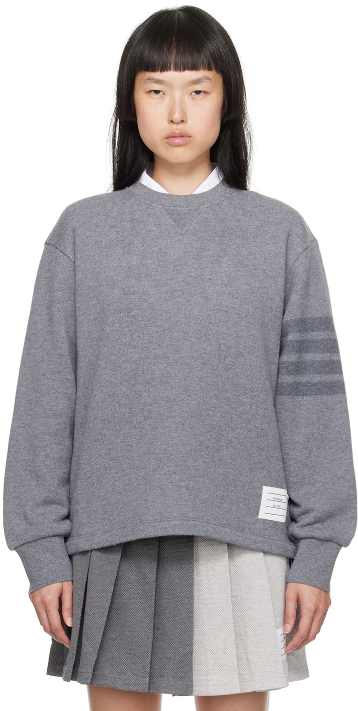 Thom Browne Gray 4-Bar Sweatshirt