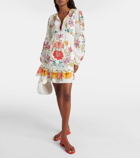 Farm Rio Floral Insects linen-blend minidress