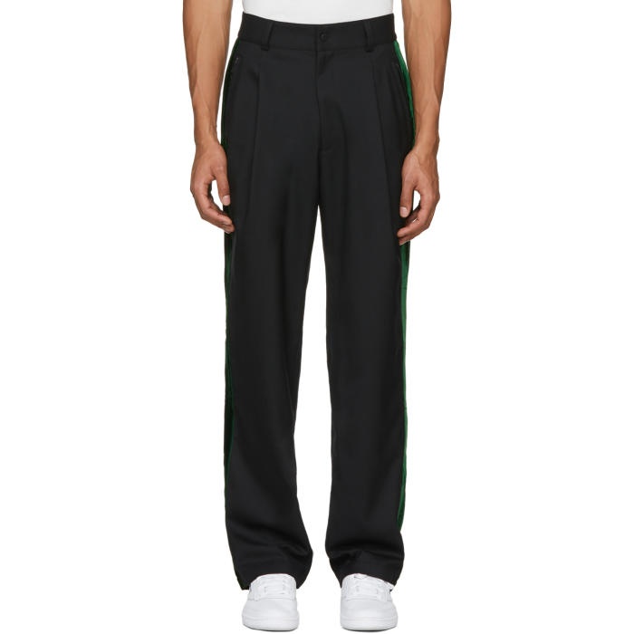 Photo: Pyer Moss Black Wool and Velvet Track Trousers