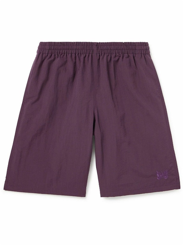 Photo: Needles - Straight-Leg Embroidered Shell Swim Shorts - Purple