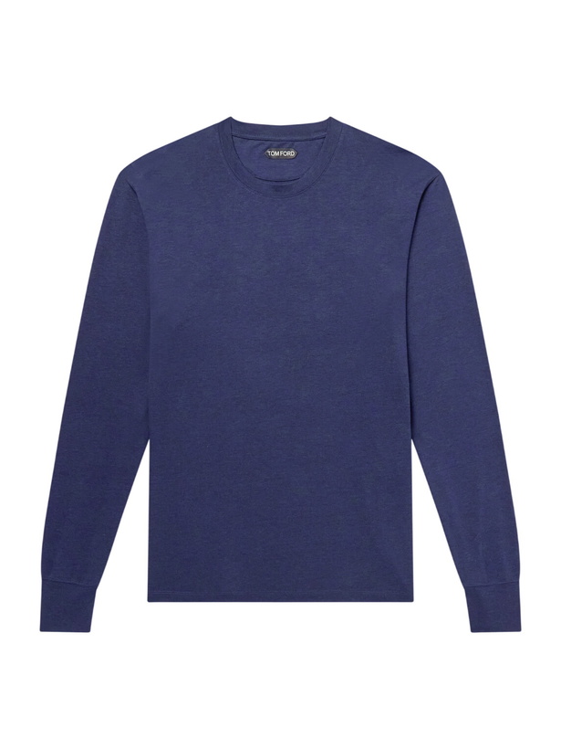 Photo: TOM FORD - Lyocell and Cotton-Blend Jersey T-Shirt - Blue