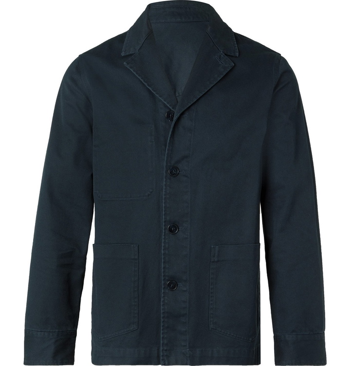 Photo: OFFICINE GÉNÉRALE - Benjamin Slim-Fit Unstructured Garment-Dyed Cotton-Twill Blazer - Blue