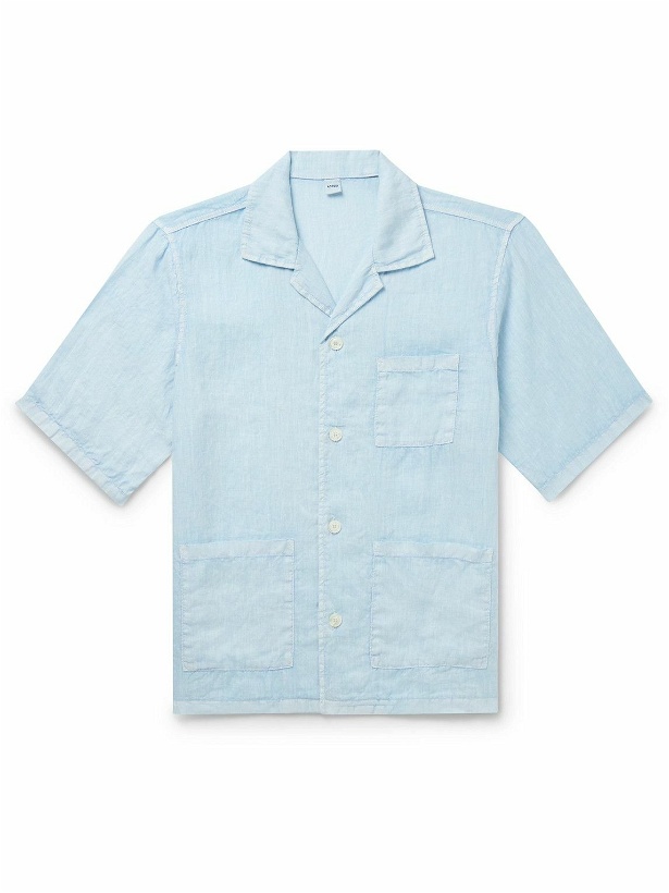 Photo: Aspesi - Camp-Collar Linen Shirt - Blue