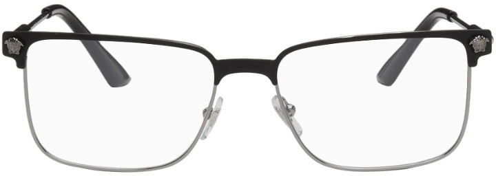 Photo: Versace Black & Silver Half-Rim Glasses