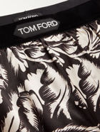 TOM FORD - Velvet-Trimmed Floral-Print Stretch-Silk Satin Boxer Briefs - Black