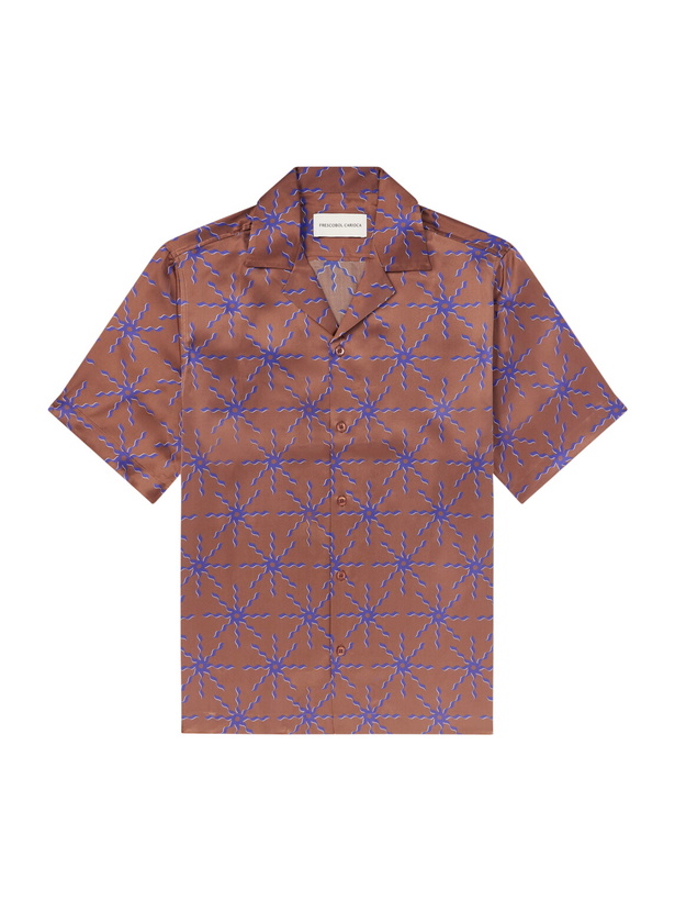 Photo: Frescobol Carioca - Roberto Printed Silk Shirt - Brown