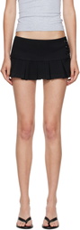 GUIZIO Black Pleated Micro Miniskirt