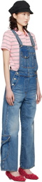 OPEN YY Blue Cargo Pocket Denim Overalls