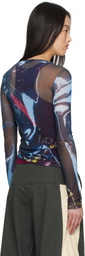 Serapis Black Shining Gem Tight Mesh T-Shirt